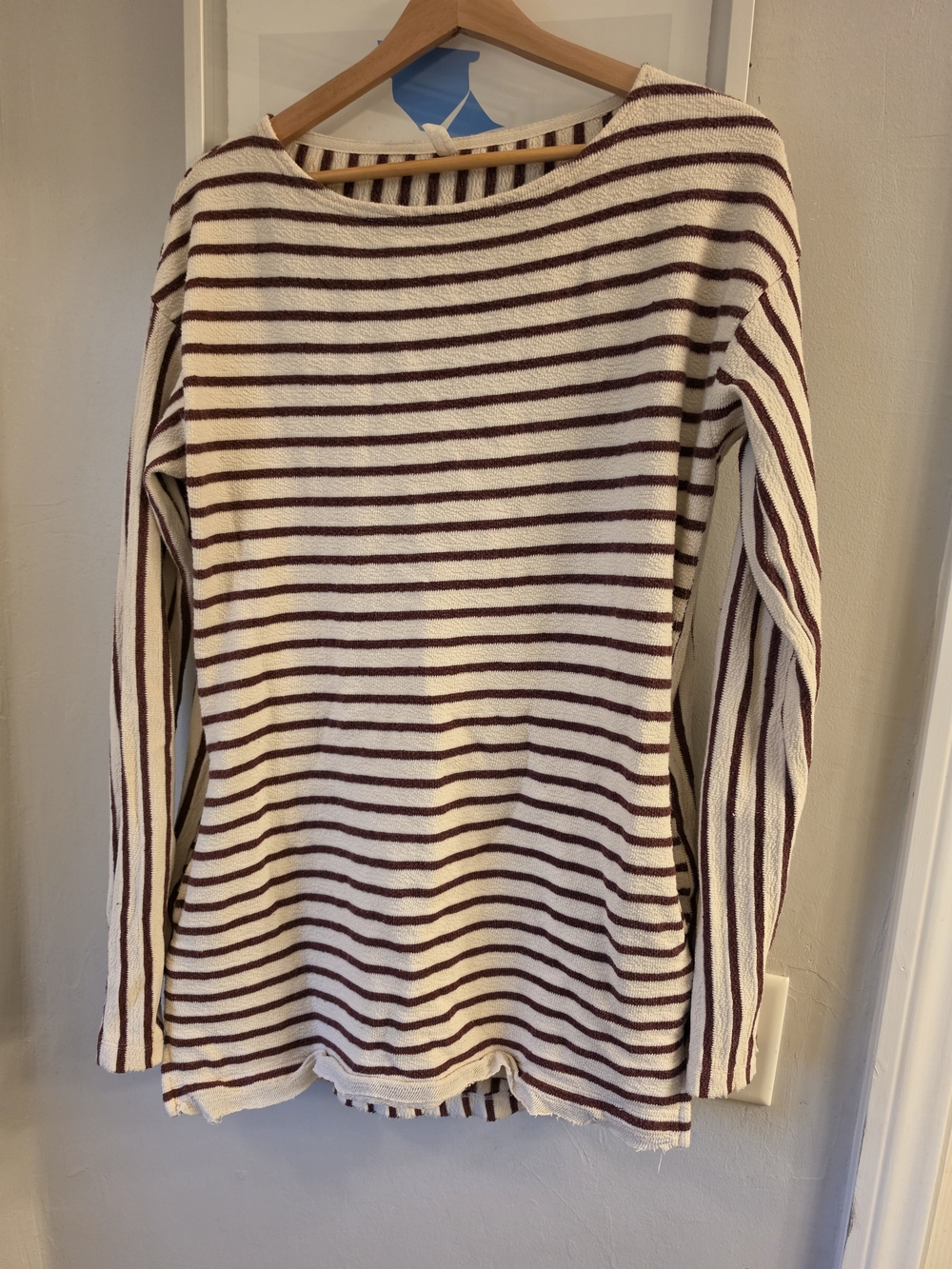 Free People Striped Scoopneck Sweater - Cream & Brown